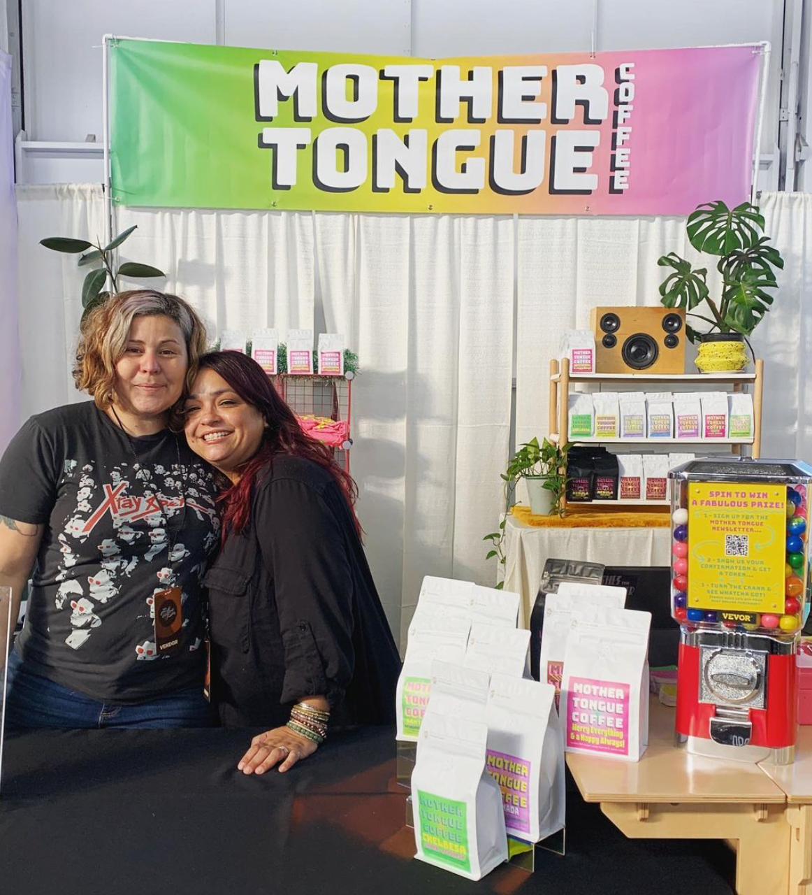 Jen and Anissa of Mother Tongue Coffee at the Mother Tongue booth at the San Francisco Coffee Festival