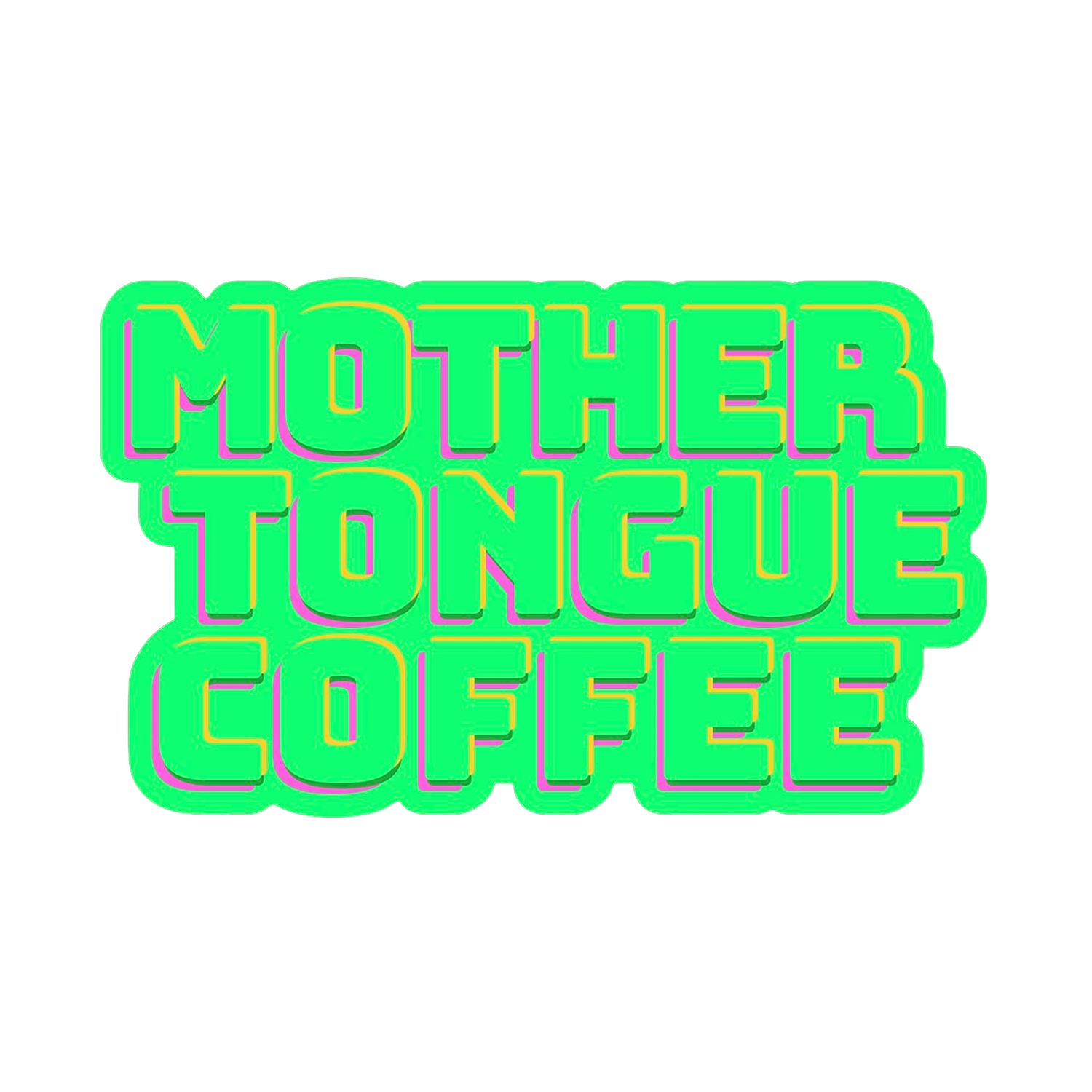 Mother Tongue Coffee die-cut sticker in teal