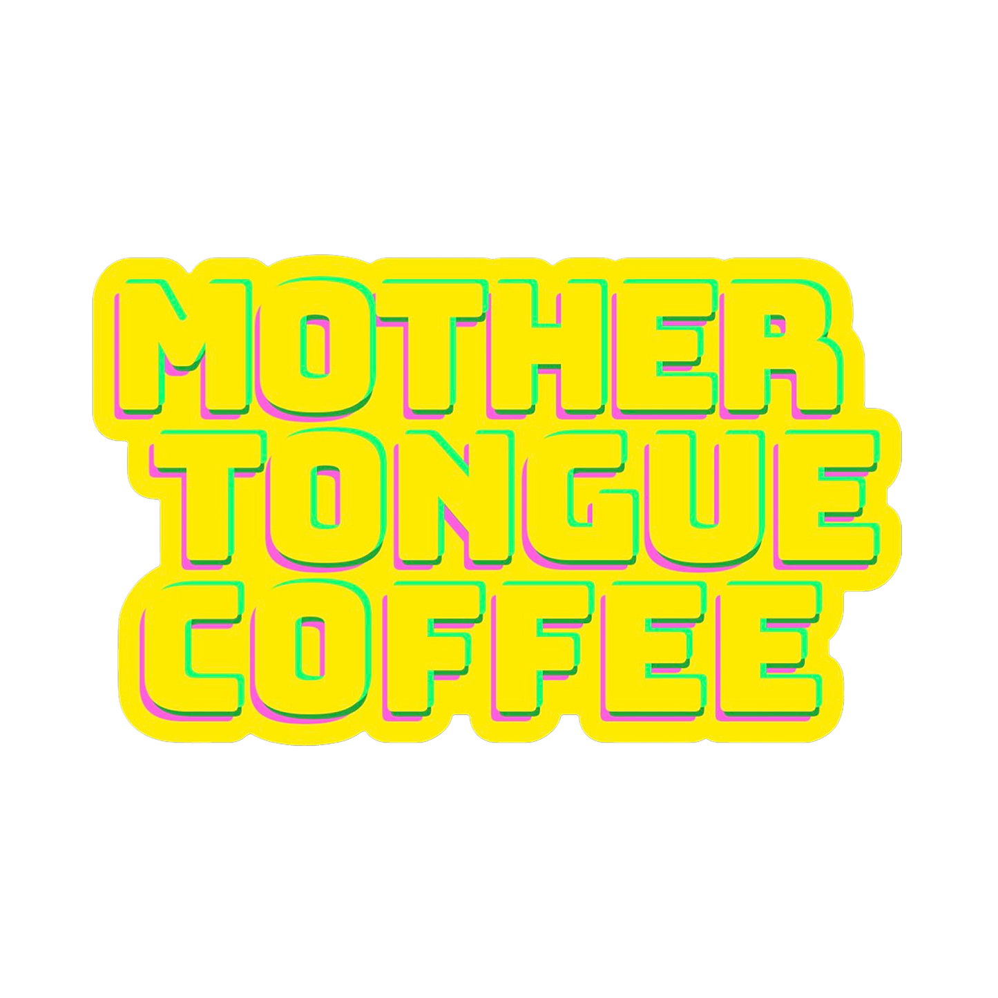 Mother Tongue Coffee die-cut sticker in yellow